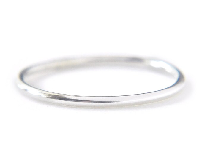 Sterling Silver Round Band Simple Silver Ring Plain Thin Etsy