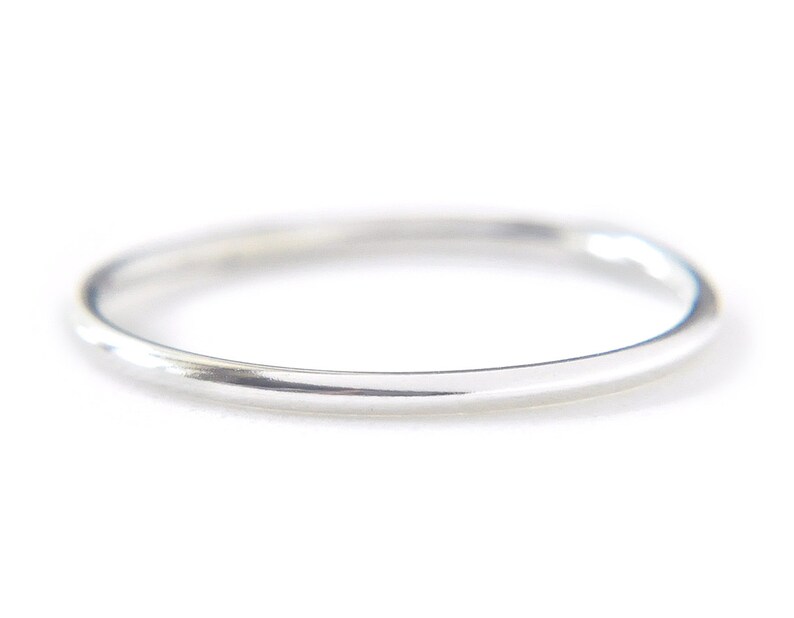 Sterling Silver round band plain thin silver band simple silver ring Ina 1.3mm delicate silver ring minimalist silver jewelry