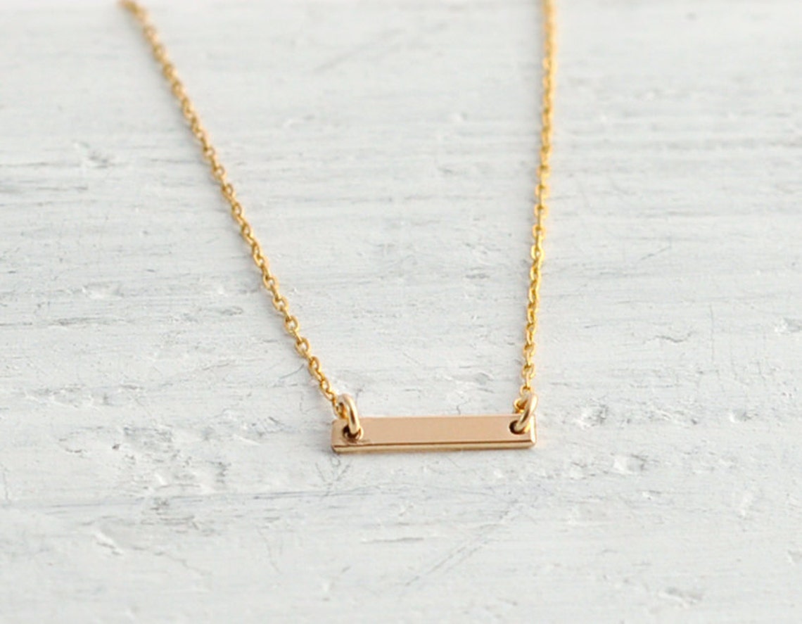 Small gold bar necklace minimal necklace petite necklace Etsy
