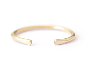 14K Solid Gold open cuff ring - delicate open ring - yellow gold stacking ring - adjustable ring - simple minimalist jewelry / Ulla 14K