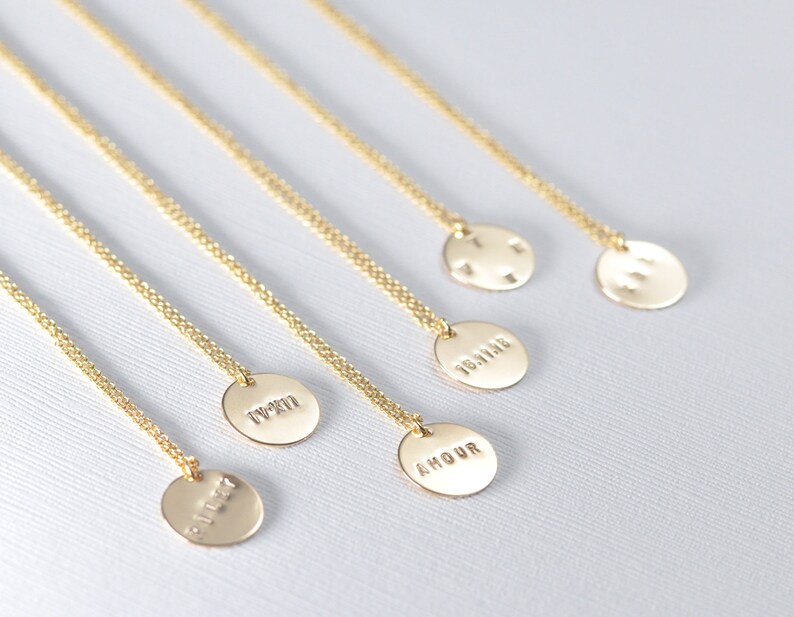 Engraved Gold Coin Necklace Delicate Image 0