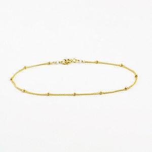 Dotted gold chain bracelet, gold beaded chain, delicate gold filled bracelet, thin gold bead bracelet, gift for her, satellite bracelet image 4