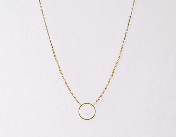 Items similar to Long circle necklace - brass necklace - open circle ...