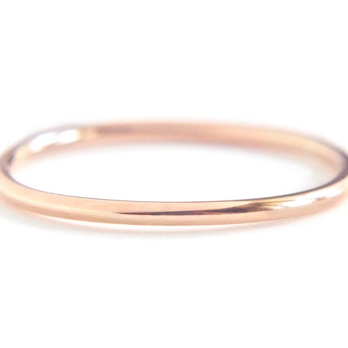 14K Rose Gold Ring, simple wedding band, pink gold shops ring, delicate gold band, 14 karat rose gold stack ring, 1.3MM round gold band | PREORDER