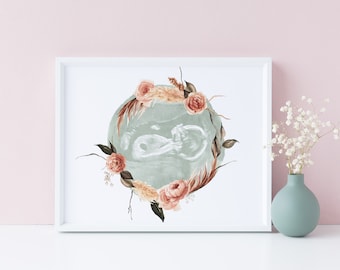 Baby Ultrasound Art, Watercolor Sonogram Print, Baby Shower Gift, Gender Reveal, Sonography Art, Pregnancy Gift, Ultrasound Art for Wall