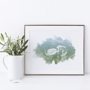 Baby Ultrasound Print, Baby Scan Gifts, Ultrasound Art, Watercolor Gradient Sonogram Print, Baby Shower Gift, Gender Reveal Ideas, Pregnancy