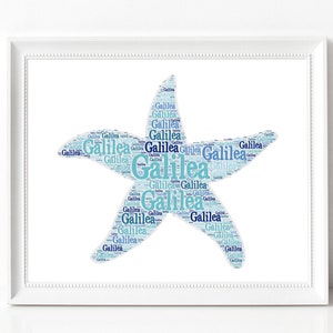 Custom STARFISH Print, Nautical Decor, Ocean Wall Art Kids Room, Personalized Sea Animal Typography Print, Name Art, Ocean Birthday Decor image 5