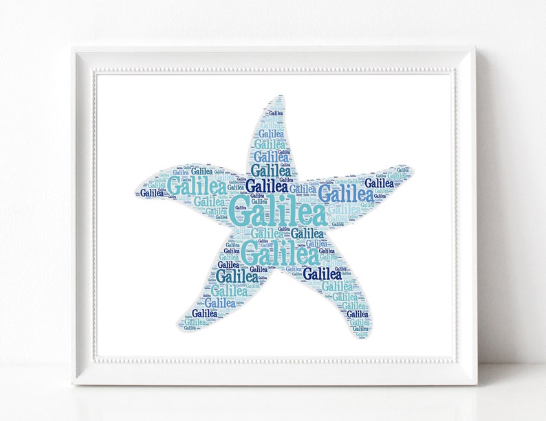 Custom STARFISH Print, Nautical Decor, Ocean Wall Art Kids Room, Personalized Sea Animal Typography Print, Name Art, Ocean Birthday Decor image 5