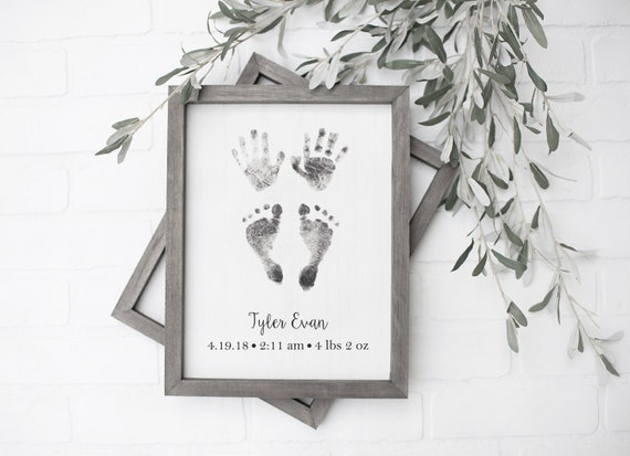 Arte de huellas y huellas de manos de bebé, regalo personalizado para bebés  nuevos con huellas de manos y pies reales, arte de guardería, recuerdo  personalizado, nueva mamá -  México