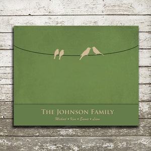 Custom Family Birds on a Wire Wall Art - 8x10 Gift Print