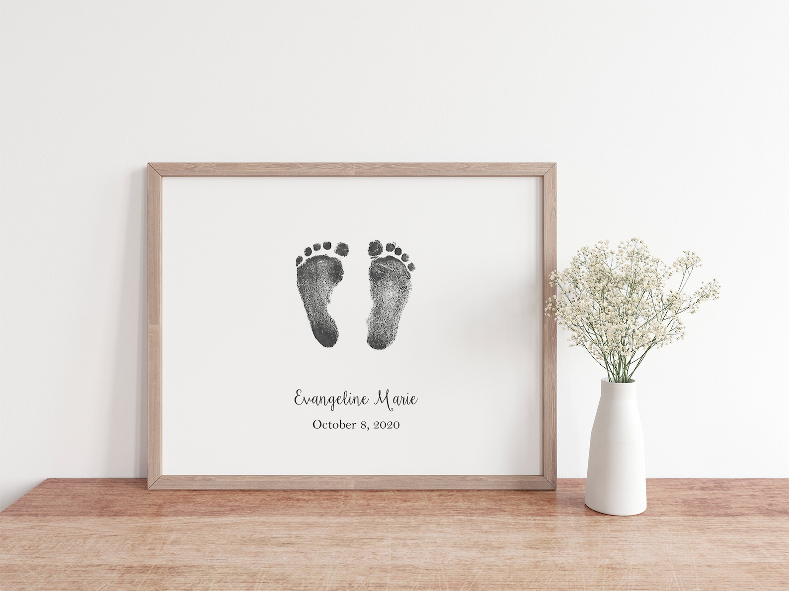 Baby Footprint Gift Personalized Foot Print Art Print With Etsy UK