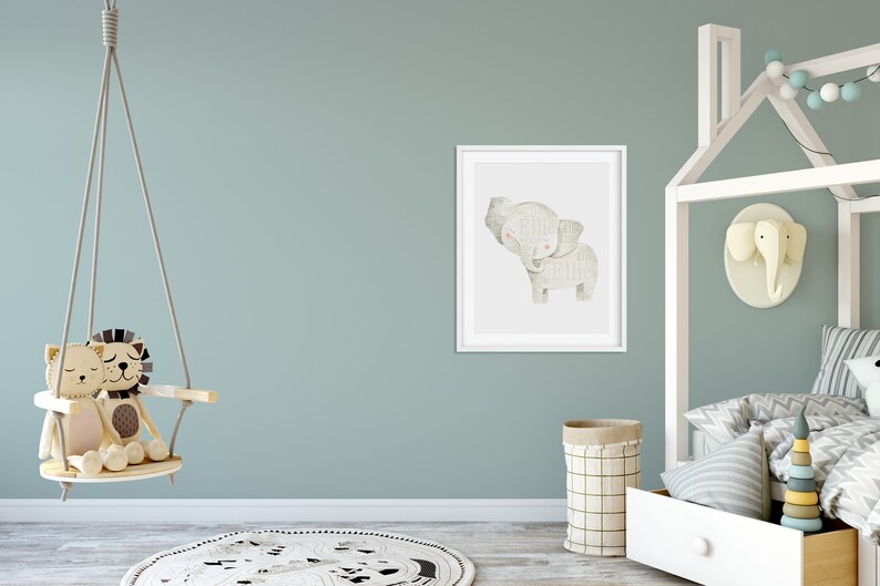 Personalized ELEPHANT Nursery Art Print Safari Nursery Decor Etsy