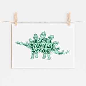 DINOSAUR Decor, Stegosaurus Custom Art Print, Dinosaur Print Nursery, Birthday Party, Personalized Kids Room Wall Art, Dinosaur Name Art