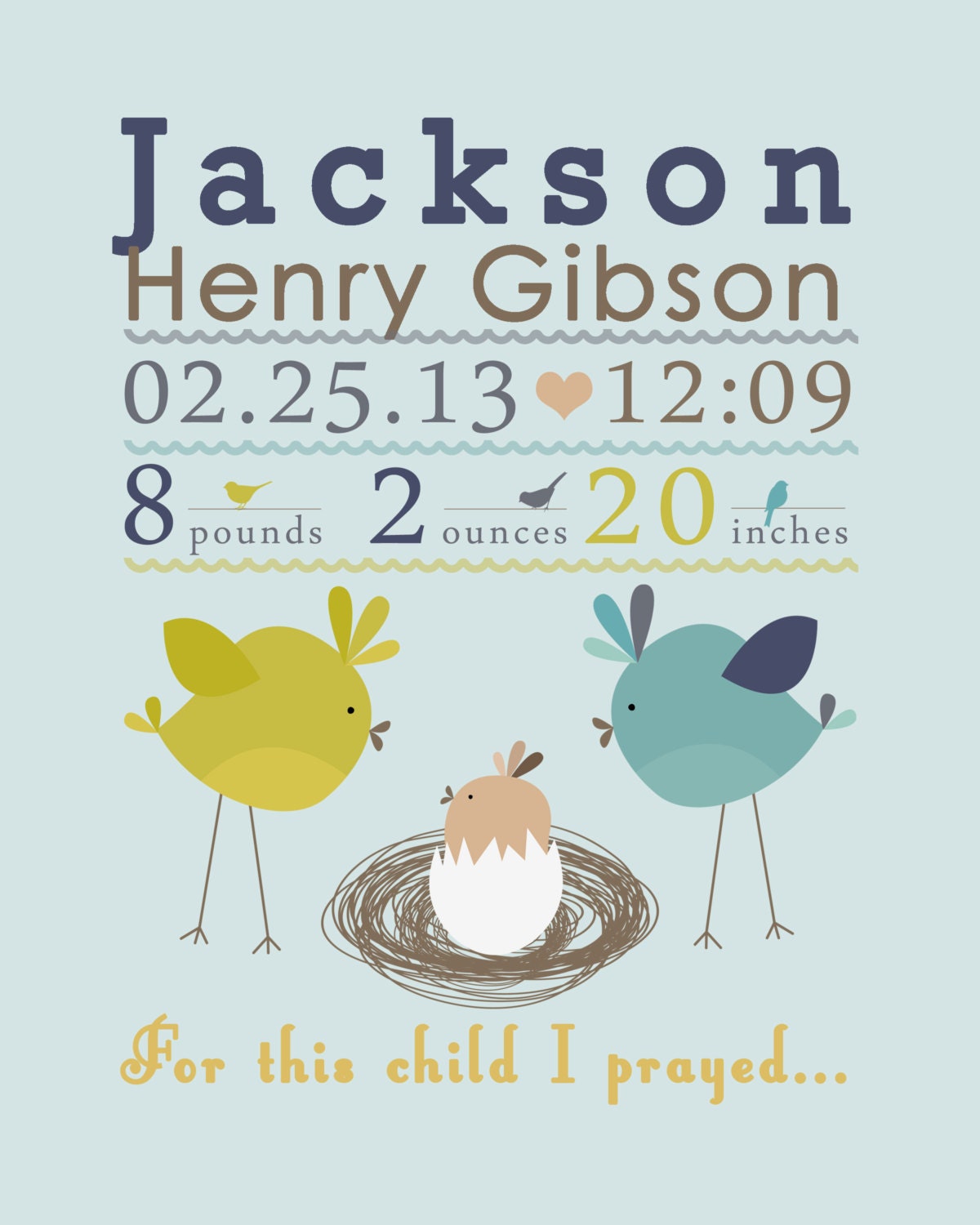 Personalized Nursery Art Print - Custom Baby Birth Stats Wall Art Print ...