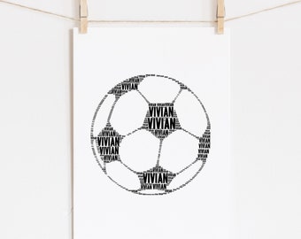 SOCCER BALL Art Print - Soccer Gifts - Custom Name Art - Soccer Room Decor - Soccer Gift for Boys Girls - Gift for Coach - Typography