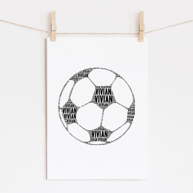 Soccer Room Decor Typography Soccer Gift for Boys Girls SOCCER BALL Art Print Gift for Coach Soccer Gifts Custom Name Art