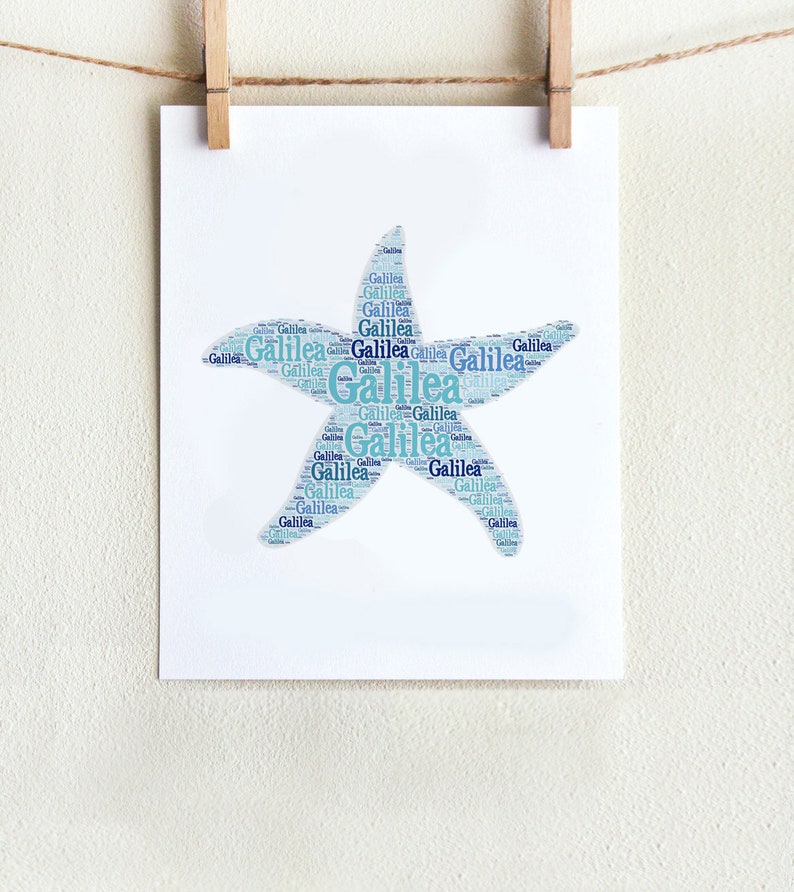 Custom STARFISH Print, Nautical Decor, Ocean Wall Art Kids Room, Personalized Sea Animal Typography Print, Name Art, Ocean Birthday Decor image 4