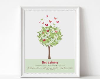 TEACHER Gift, Teacher Sign, Personalized Print with Student Names, Butterfly Tree Art, Gift for Teacher, Gift from Students, Classroom Gift