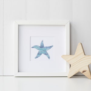 Custom STARFISH Print, Nautical Decor, Ocean Wall Art Kids Room, Personalized Sea Animal Typography Print, Name Art, Ocean Birthday Decor image 3