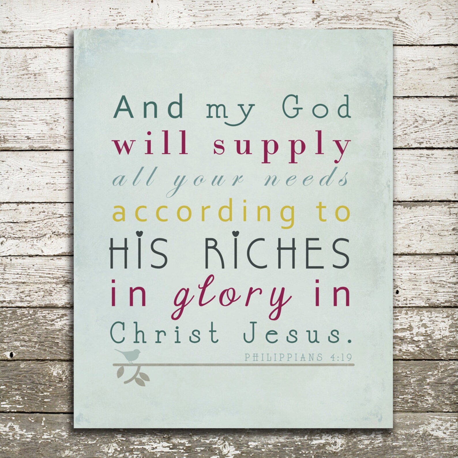 Bible Verse Wall Art And My God Will Supply All Your Needs | Etsy
