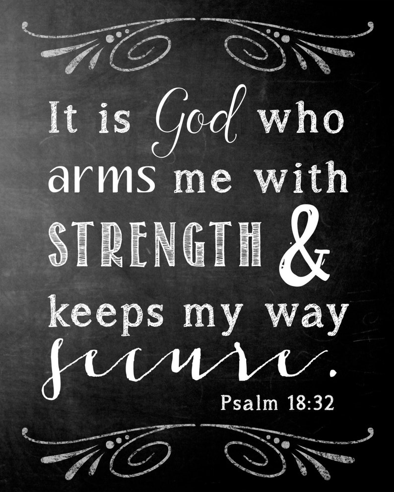 Bible Verse Print For The Wall Psalm 18 32 Scripture Art Etsy
