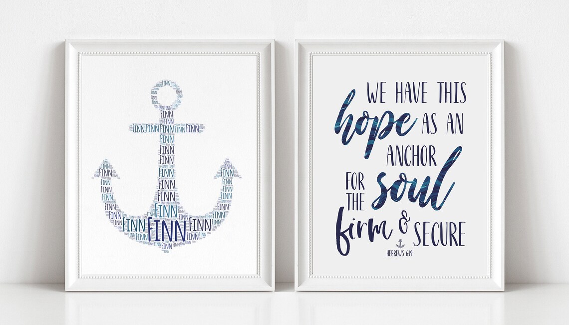 Custom ANCHOR Nursery Art Print and Bible Verse Print SET of - Etsy