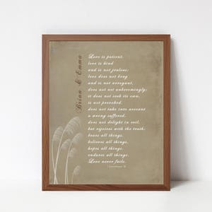 I Corinthians 13 Scripture Print - Bible Verse Art Print - Love is Patient Love is Kind - Christian Wall Art - Wedding or Engagement Gift
