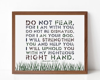 Kids Bible Verse Print, Dinosaur Theme Scripture Art, Isaiah 41:10, Scripture Wall Decor for Kids, Wall Art Sign, Nursery Print, Do Not Fear