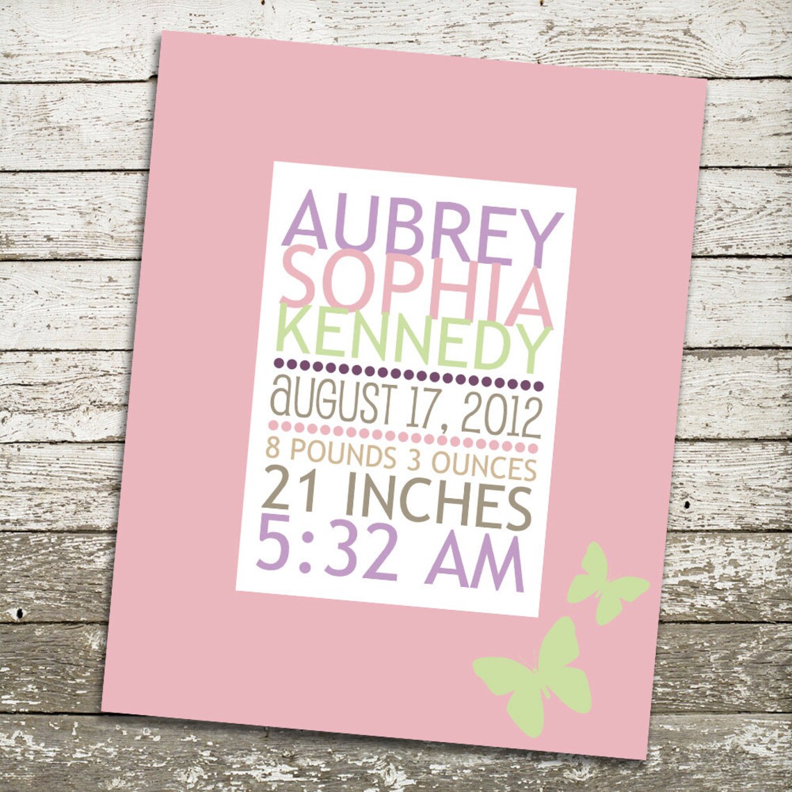 Custom Baby Girl Nursery Wall Art 8x10 Gift Print | Etsy