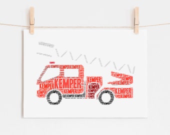 Personalized FIRE TRUCK Nursery Art, Fire Engine Print, Toddler Room Decor, Firetruck Wall Art Print, Transportation Kids Room Wall Art