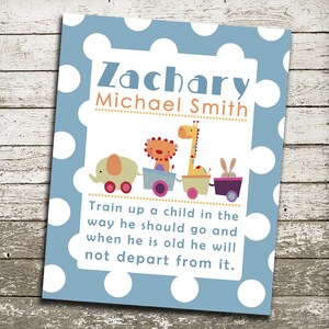 Custom Baby Boy Nursery Wall Art - Train Up a Child In the Way He Should Go - Gift Print in Many Available Sizes
