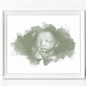 3D Ultrasound Watercolor Art Print, Baby Shower Gifts, Gender Reveal, Name Reveal, Sonogram Gifts, Custom Nursery Decor, Pregnancy Gift
