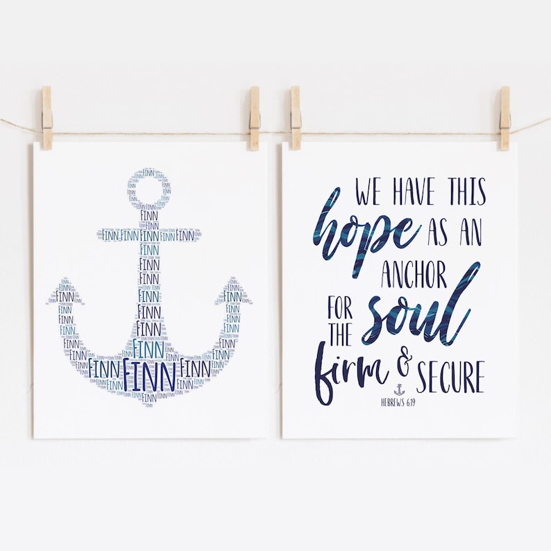 Custom ANCHOR Nursery Art Print and Bible Verse Print SET of - Etsy