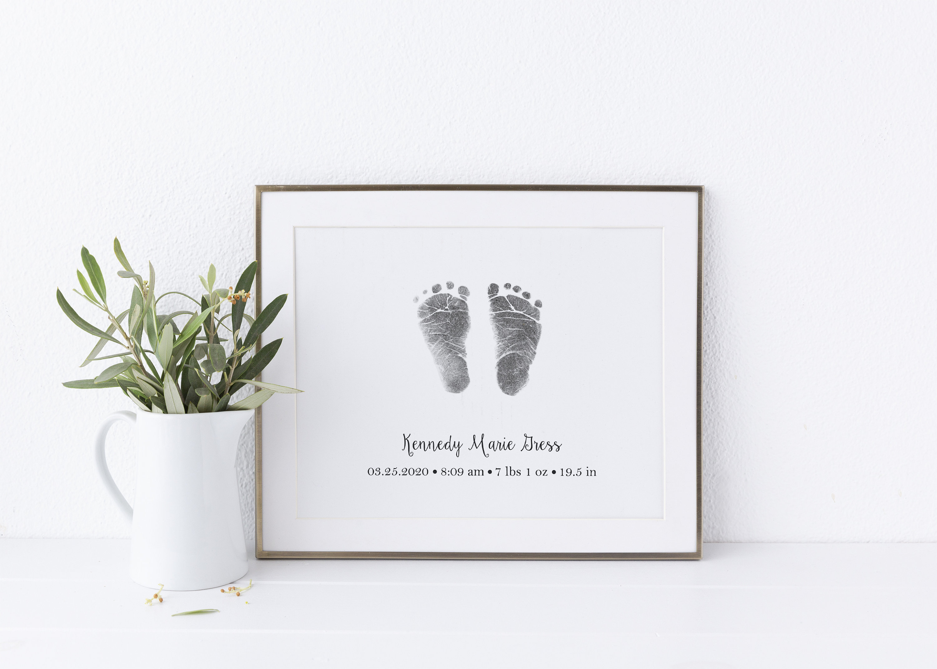 Baby Footprint Gift Personalized Foot Print Art Print with Etsy