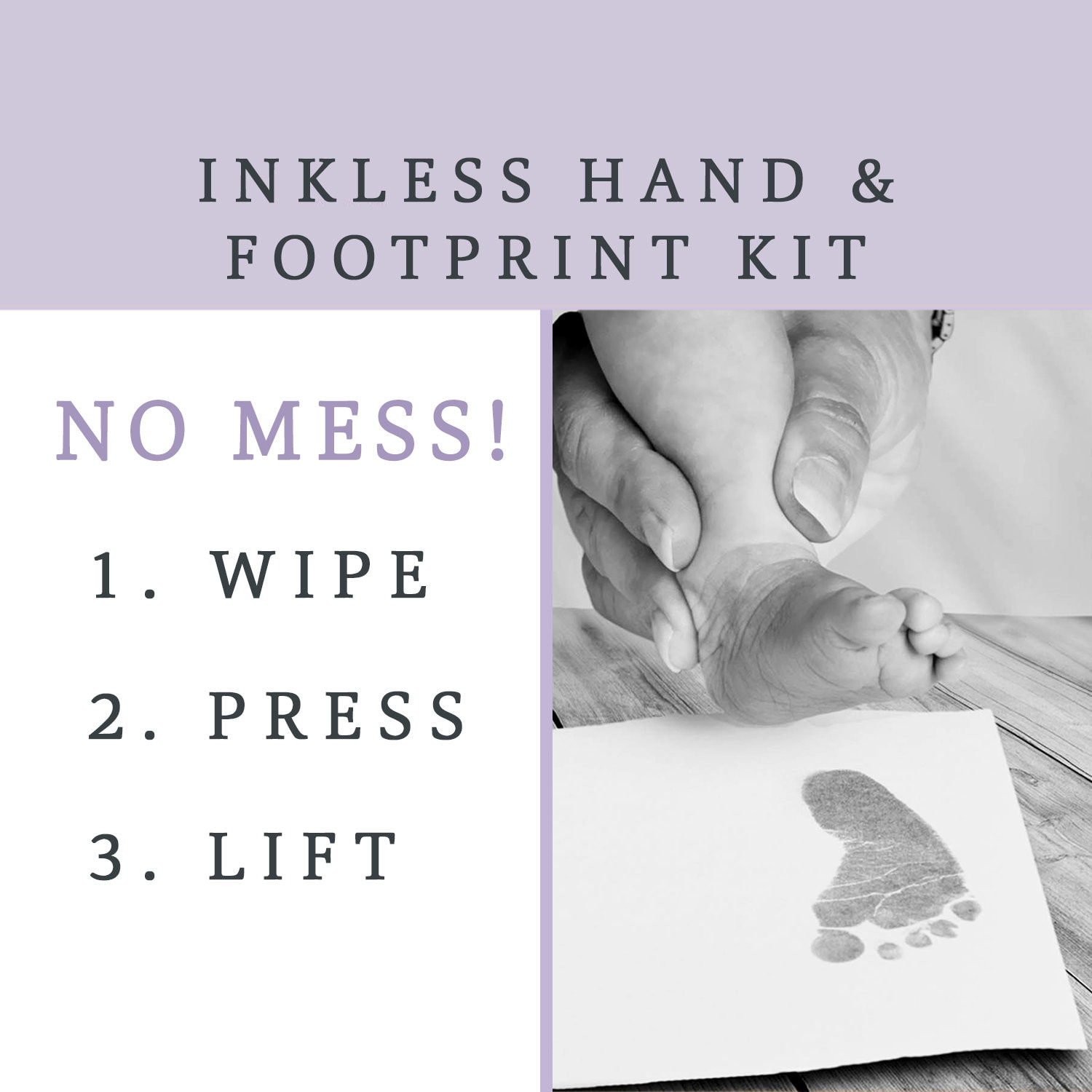 Inkless Handprint and Footprint Kit, No Mess Baby Hand Prints Foot Prints,  Includes Magic Wipes, Paper, and Instruction Sheet