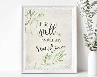 It Is Well With My Soul Print - Hymn Wall Art Print - Hymn Art - Christian Gift Wall Art - Inspirational Quote - Encouraging Art