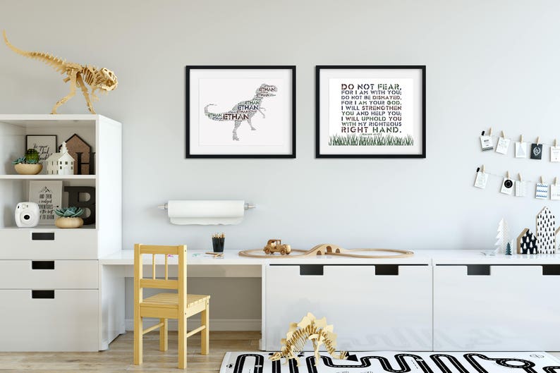 Custom DINOSAUR Name Art Print Trex Room Decor | Etsy