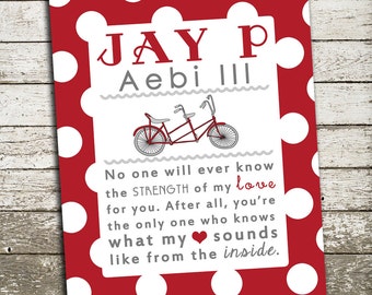 Personalized Bicycle Print, Custom Baby Boy Nursery Art, Birth Stats, No One Will Ever Know the Strength of My Love for You - Bike Theme