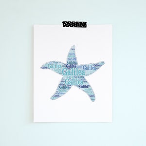 Custom STARFISH Print, Nautical Decor, Ocean Wall Art Kids Room, Personalized Sea Animal Typography Print, Name Art, Ocean Birthday Decor image 7