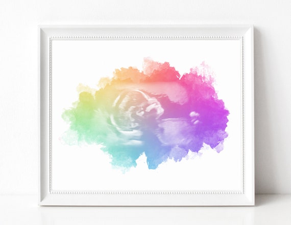 Rainbow Baby Gift, Watercolor Ultrasound Print, Pregnancy After Loss, Rainbow Baby Announcement, Shower Gift for Boy or Girl, Nursery Art