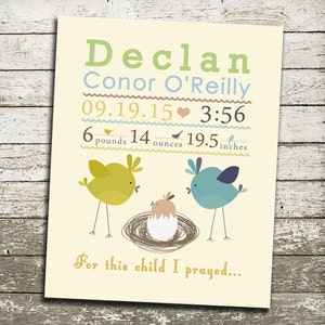 Personalized Nursery Art Print - Custom Baby Birth Stats Wall Art Print - Baby Birth Details - Baby Announcement Sign - Birth Statistics