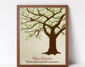 Teacher Appreciation Gift Print - Custom Tree Wall Art - Personalize with Teachers Name and Quote - 8x10