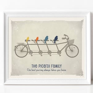 ADOPTION Gift Print, Adoption Sign, Personalized Family Art for Adopted Child, Adopting Baby Gift, Tandem Bicycle Print, Adoptive Family image 1