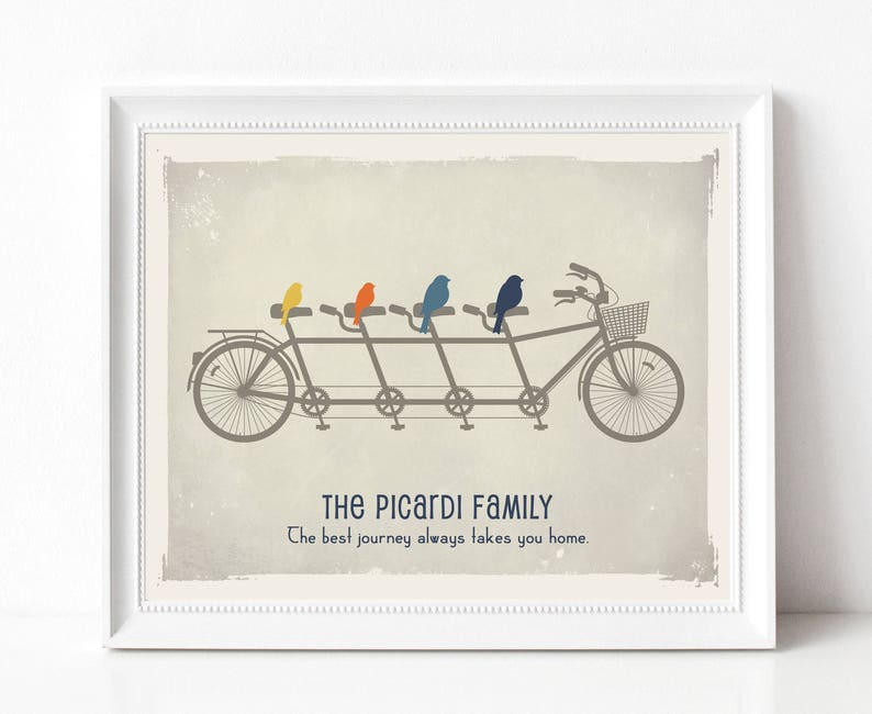 ADOPTION Gift Print, Adoption Sign, Personalized Family Art for Adopted Child, Adopting Baby Gift, Tandem Bicycle Print, Adoptive Family image 1