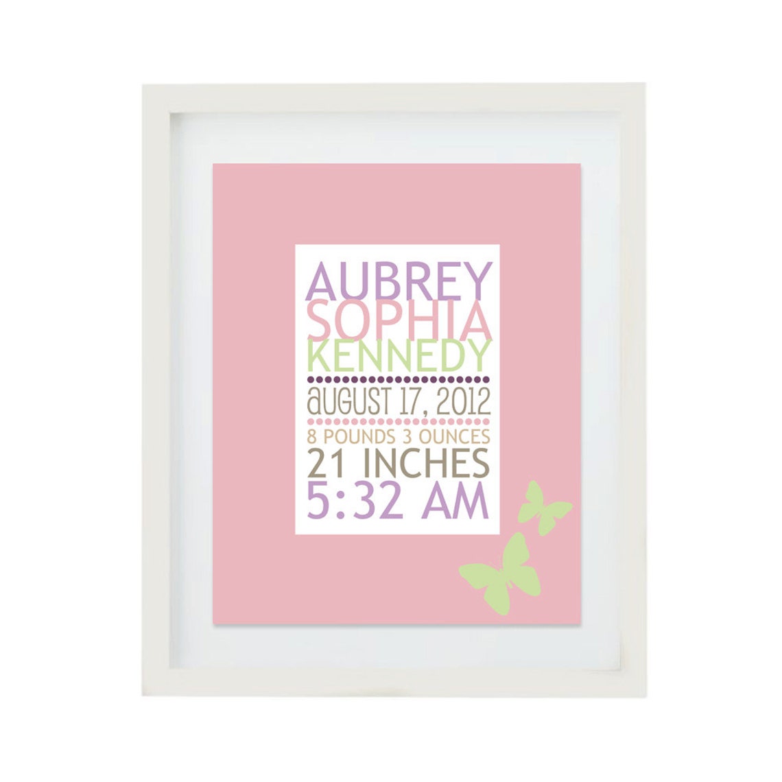 Custom Baby Girl Nursery Wall Art 8x10 Gift Print | Etsy