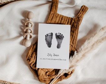 Baby Footprint Art Print, Personalized Foot Print Wall Art with Actual Footprints, Custom Nursery Art, Newborn Gift, New Parent Gift,