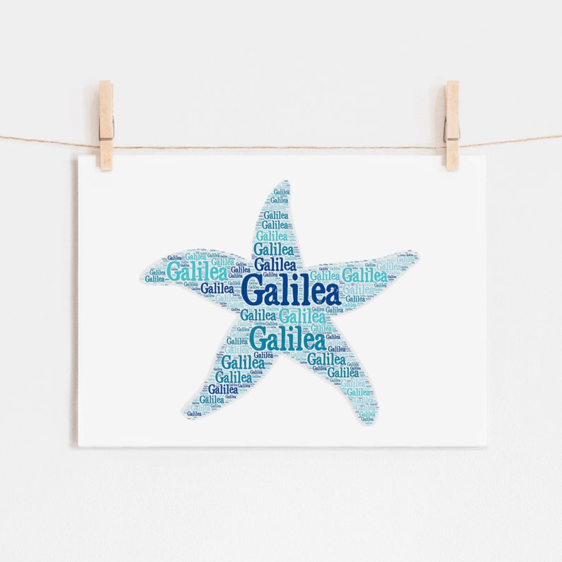 Custom STARFISH Print, Nautical Decor, Ocean Wall Art Kids Room, Personalized Sea Animal Typography Print, Name Art, Ocean Birthday Decor image 1