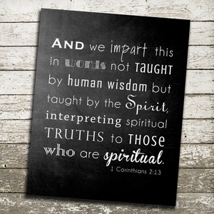 Bible Verse Wall Art Print - Scripture from 1 Corinthians 2:13 - Gift for Pastor, Sunday School Teacher