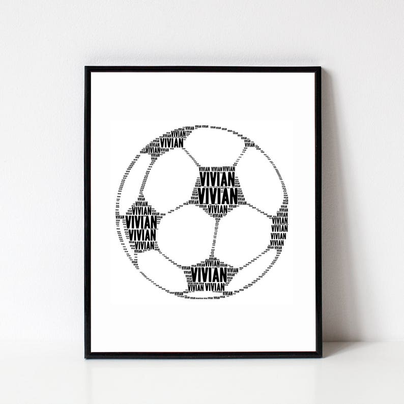 Soccer Room Decor Typography Soccer Gift for Boys Girls SOCCER BALL Art Print Gift for Coach Soccer Gifts Custom Name Art