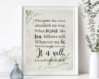 It Is Well With My Soul Print - Hymn Wall Art Print - Hymn Art - Christian Gift Wall Art - Inspirational Quote - Encouraging Art